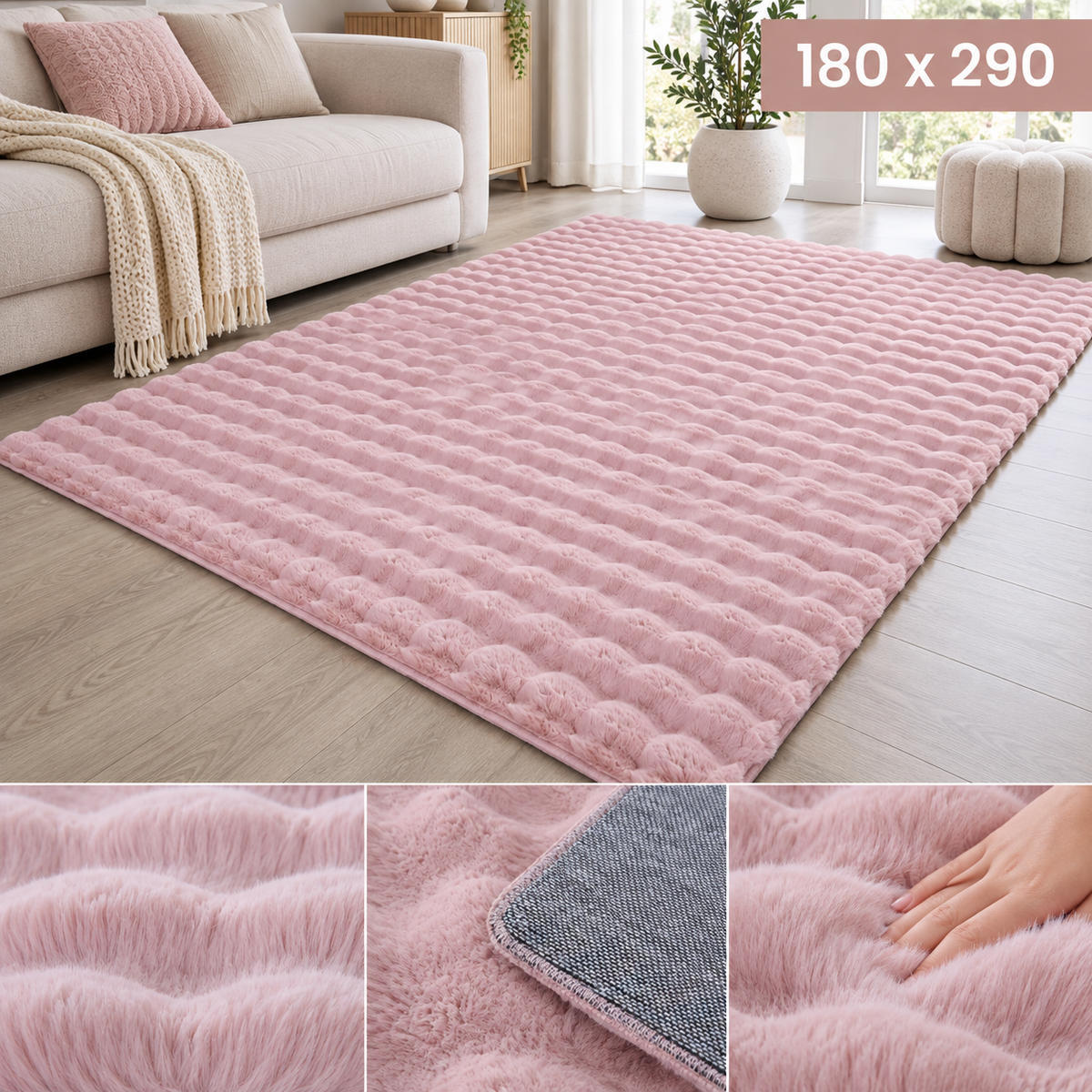Velour Bubble Blush Rose Tæppe 180x290 cm
