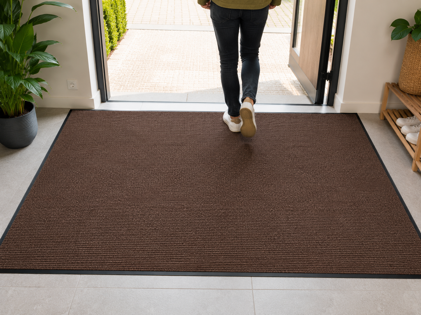 Smudsmåtte 120 × 180 cm – Skridsikker Entrémåtte – brun, kakao