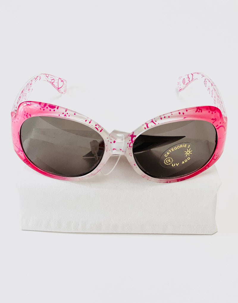 Børne solbriller UV - Pink & klar med hjerter