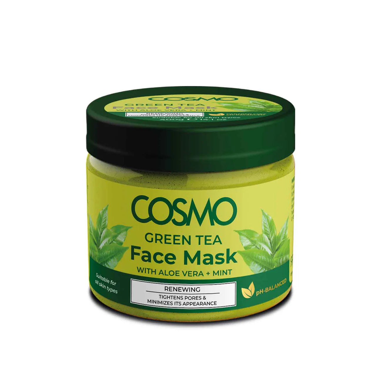 Cosmo Grøn Te Ansigtsmaske med Aloe Vera & Mynte – 325 ml
