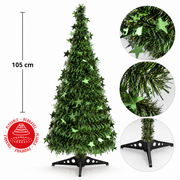 Grønt Metallisk Juletræ med Stjerner – 105 cm | Sammenklappeligt Design