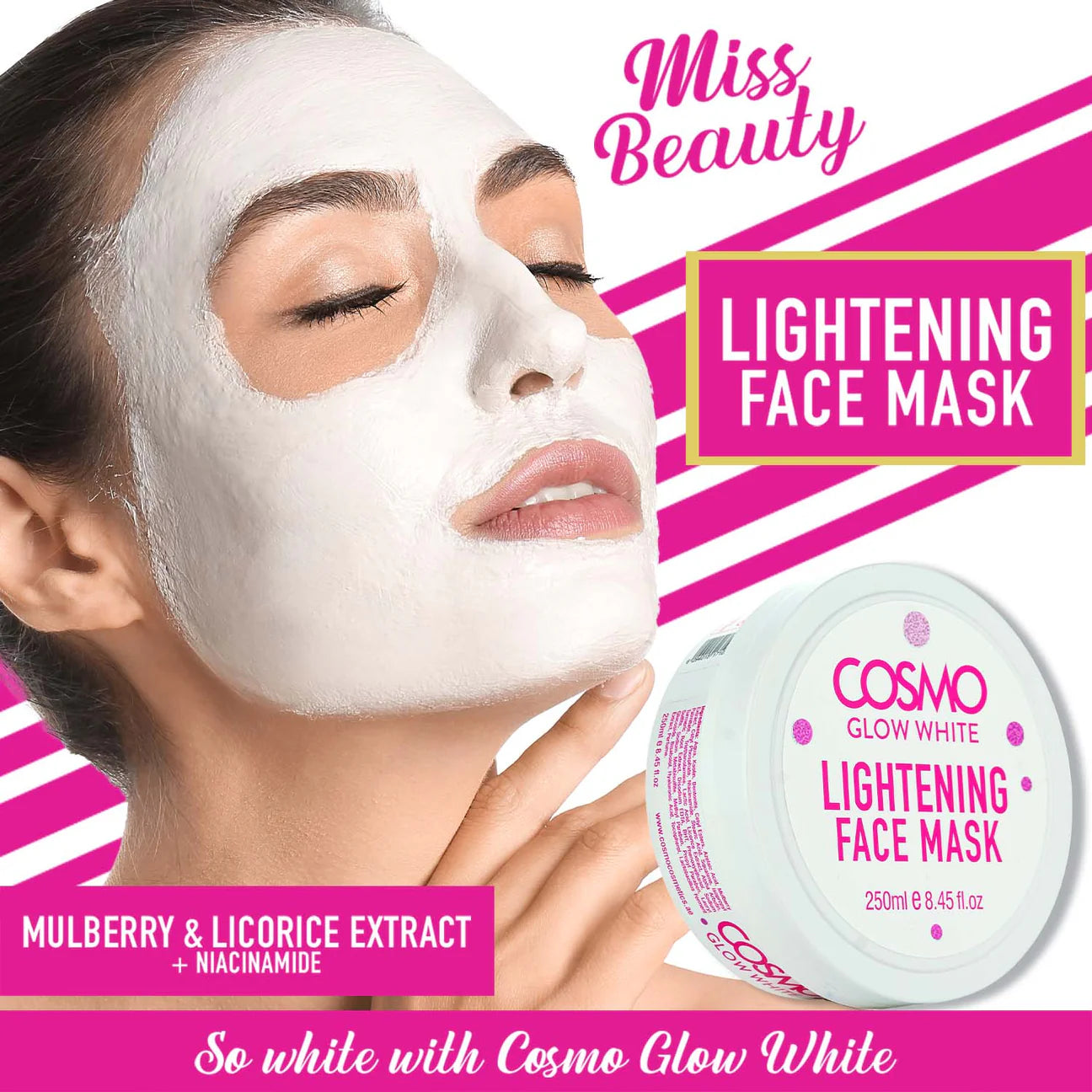 Cosmo Glow White Lightening Face Mask – 250 ml – Dollarstore.dk