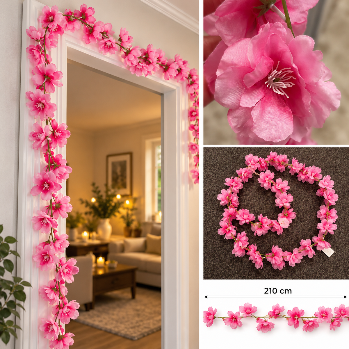 Kunstig Blomsterranke – 210 cm Pink