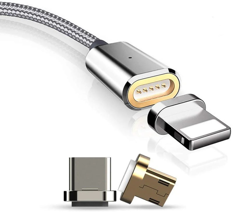 3 i 1 magnetisk opladerkabel med Micro USB, Type C, Lightning-stik 100cm