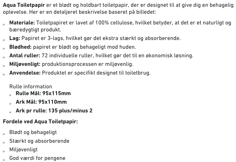 Aqua 72 ruller 3-lags blødt Toiletpapir