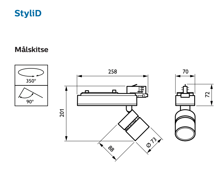 Philips StyliD Mini G3 LED skinnespot 12W 1200 lm 2700K – Hvid (ST730T LED12S/827 PSU MB WH)