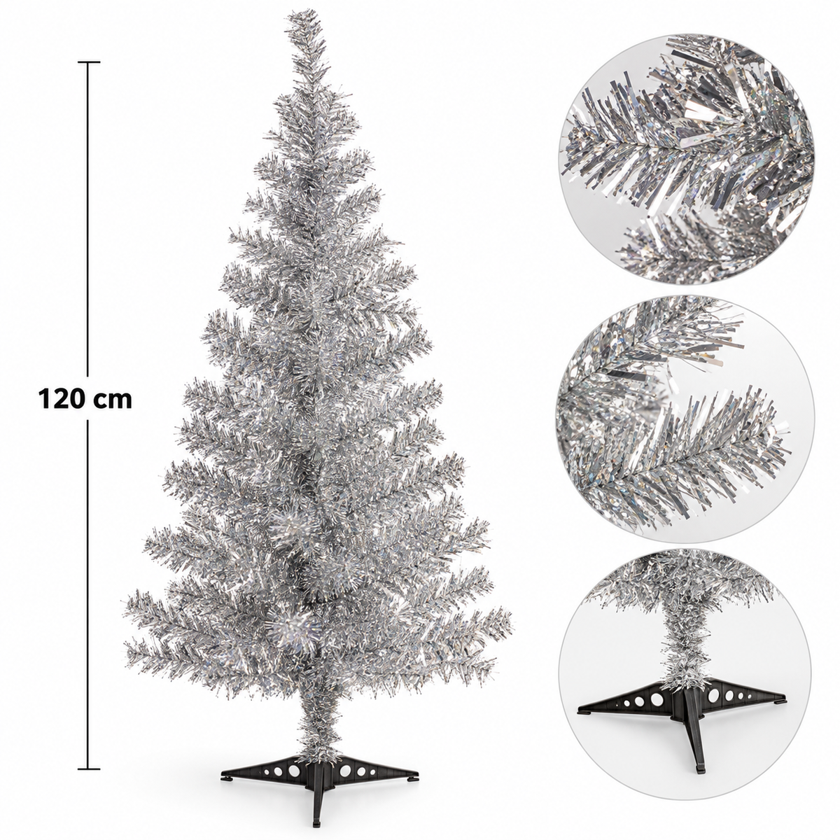 Metallisk Sølv Juletræ – 120 cm - Krist