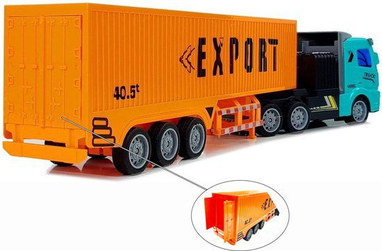 Fjernstyret Trailer Lastbil Med Container 36cm