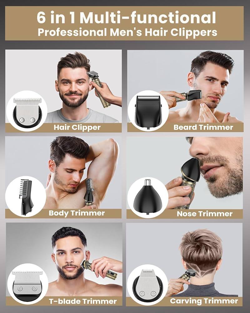 6-i-1 Professionel Grooming Trimmer – Trådløs, LED Display,