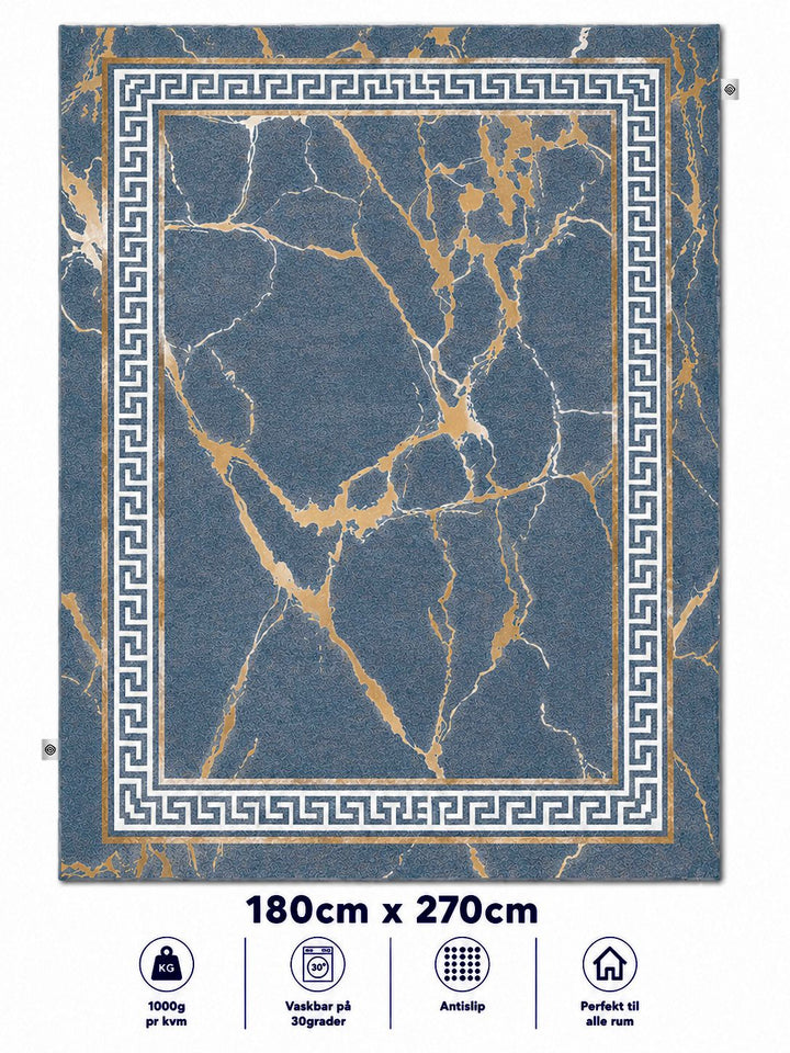 Stilrent tæppe 180x270 cm - Royal Marble Blue