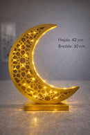 Stor lysmåne i træ på fod 42x30cm (ekskl.)