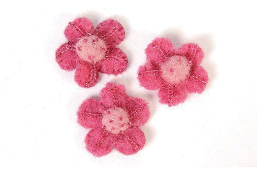 NZ Uld Filt Blomster 3stk 35mm M.Perler Pink ⎮ 5700139143986 ⎮ VE_914398 