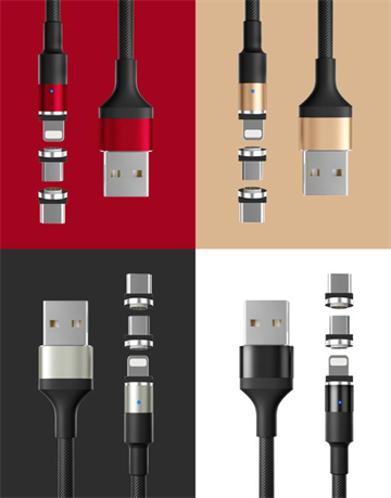 3 i 1 USB Magnetisk oplader- og datakabel 2 meter Sort ⎮ 5720200430005 ⎮ EP_000244 