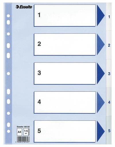 Register A4 1-5 Plast Hvid (20) ⎮ 5902812001327 ⎮ RZ_002523 