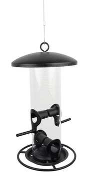 Foderautomat, frø, sort metal, small