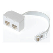 Qnect, Modular Adapter 8P8C Han - 2x8P8C Hun, 0,1m, hvid