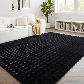 Velour Bubble Tæppe 160x230 cm – Deep Black