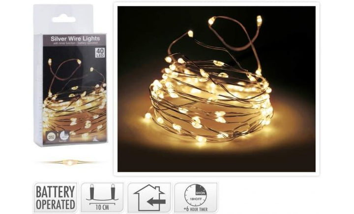 Lyskæde Stålwire Indendørs (batteridrevet)