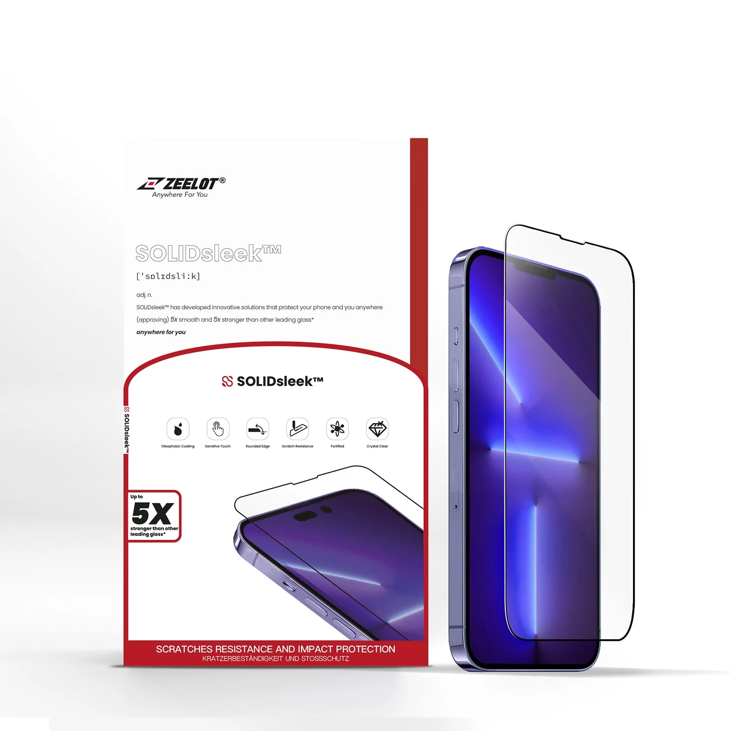 Zeelot SolidSleek iPhone 14 Pro Retina Clear skærmbeskyttelse til iPhone 14 Pro