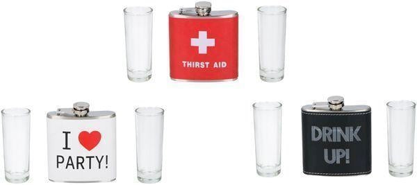 Lommelærke med 2 shotglas og skrift - Dollarstore.dk