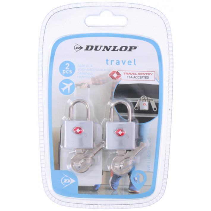 Dunlop - 2 Hængelås/Kuffertlås Inkl. 2 Nøgler Pr. Lås