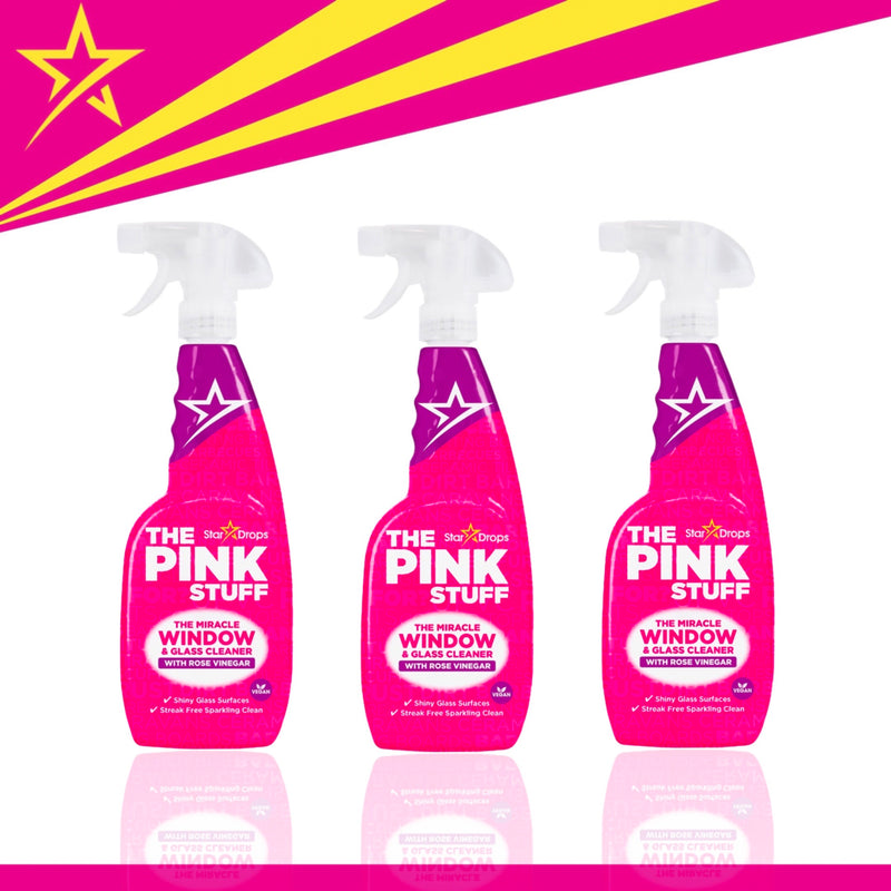The Pink Stuff - Sæt Med 3stk Vinduerens Spray 750ml - Med Rosenedikke