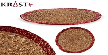 Krist - Stor underlag  Metaliskfarve Rødkant 38cm