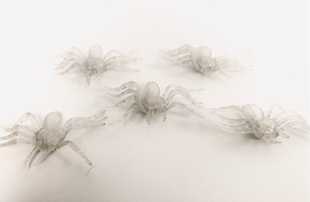 Halloween - Små Edderkopper 5stk - Gennemsigtige