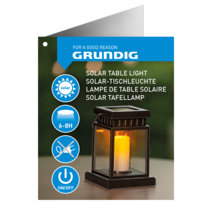 Grundig - Bordlampe solcelle 12,5 x 9 cm