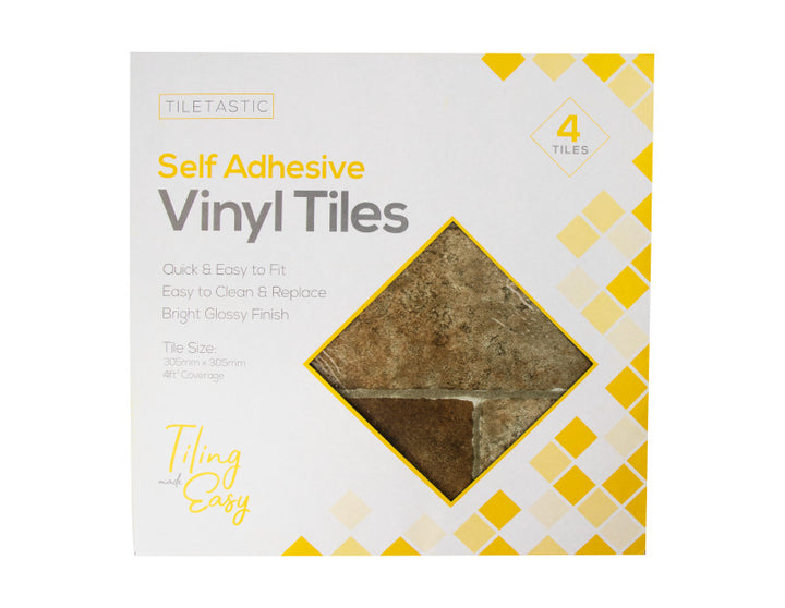 Tiletastic - Cut Stone Adhesive Floor Tiles 4pk - Dollarstore.dk