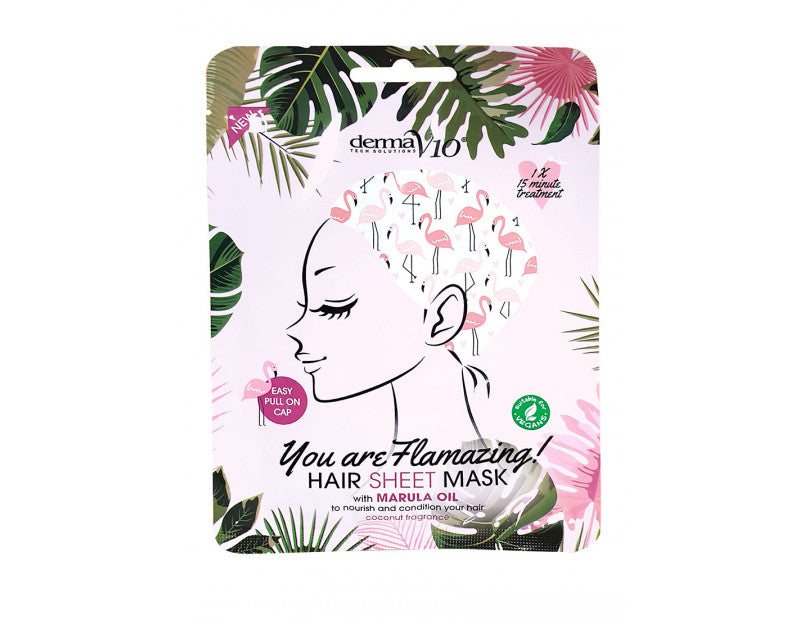 Derma V10 - Flamingo Hair Sheet Mask Marula Oil