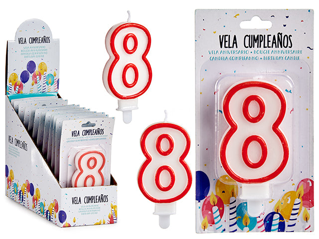 Arparty - 7,5cm Kagelys med tal Nr. 8