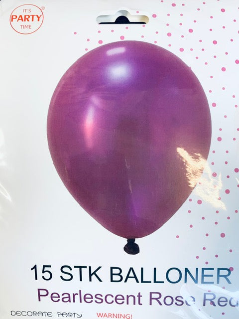 Its Party Time - Perlefarve balloner 15stk rosenrød 30cm - Dollarstore.dk
