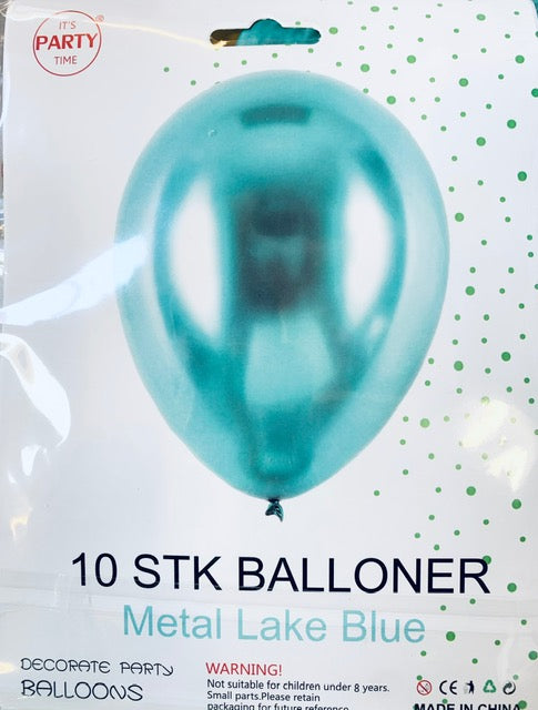 Its Party Time - Metaliske balloner 10stk Sø blå 30cm - Dollarstore.dk