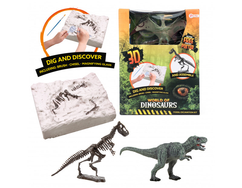 Dinosaurernes verden gravningssæt 'dino fossil' 6-akse