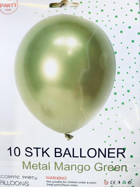 Its Party Time - Metaliske balloner 10stk Mango grøn 30cm - Dollarstore.dk