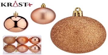 Krist - Julekugler Blandning Guld 6cm - 6stk