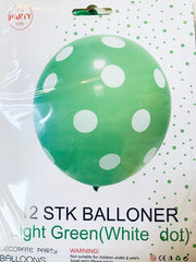 Its Party Time - Prikke balloner 12stk lysegrøn med hvid 30cm - Dollarstore.dk
