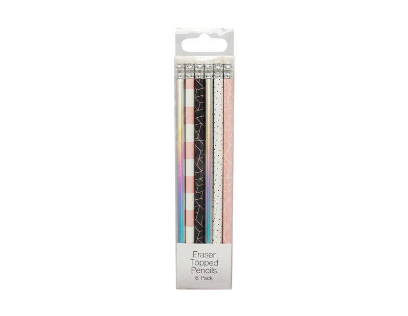 ERASER TOPPED PENCILS 6PAC