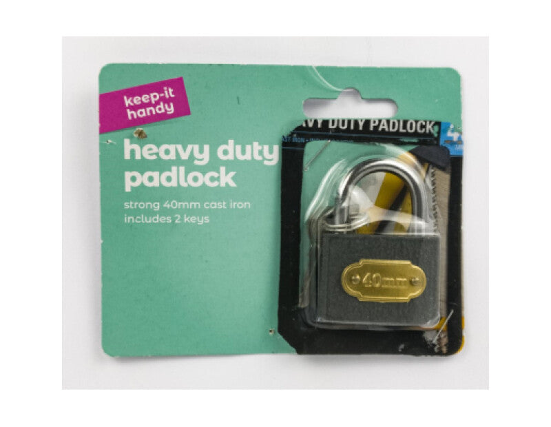 heavy duty padlock - strong 40mm cast iron includes 2 keys