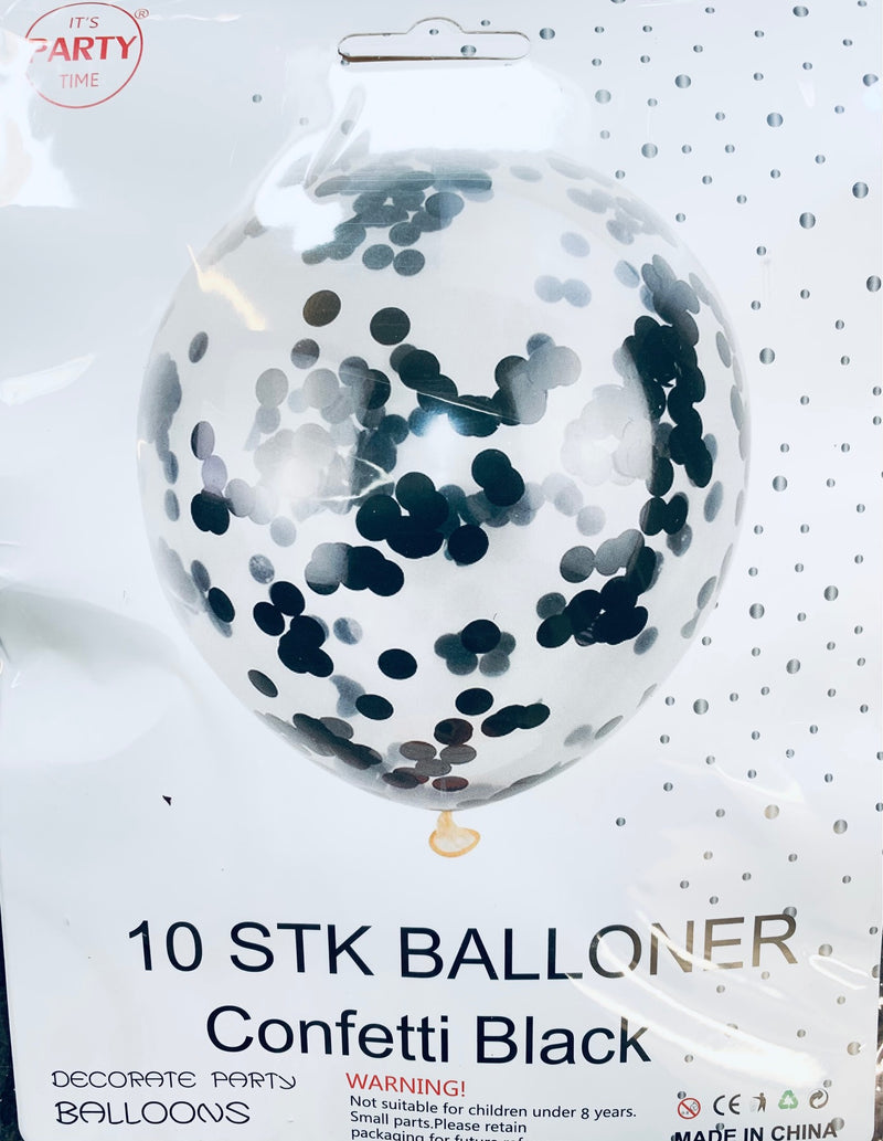 Its Party Time - Konfetti balloner 10stk sort - Dollarstore.dk