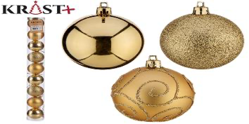 Krist - Julekugler Stang Guld 6cm - 9stk