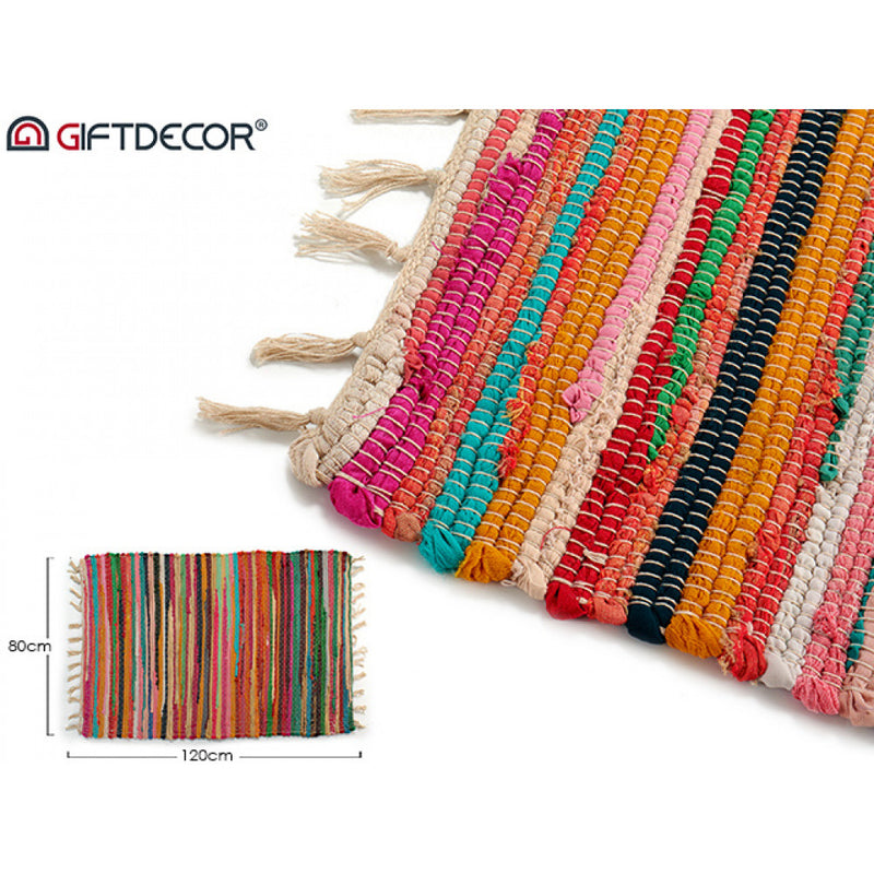 Giftdecor - Tæppe lavet af foreskellig stof fibre 80x120. BEMÆRK. denne tæppe er lavet i tilfældige farver, derfor er de alle foreskellige med blandet tilfældige farver