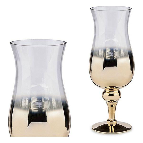 Giftdecor - Glas lysholder Guld & klar champagne model 35cm