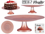 Vivalto - Stor lagkagefod i glas 33cm Rosenguld/pink