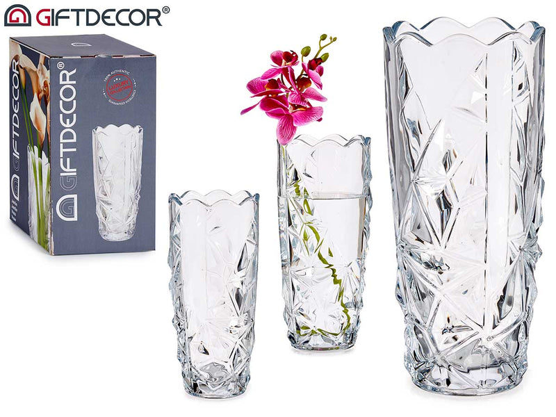 Giftdecor - Glasvase hærdet glas 19,5cm x8cm.