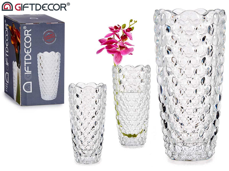 Giftdecor - Glasvase hærdet glas 19,5cm x8cm .
