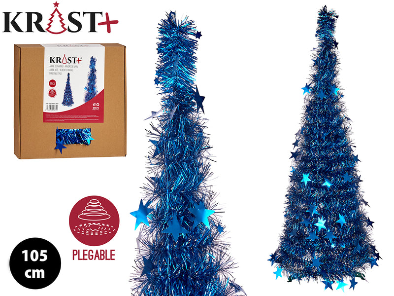 Krist - guirlande juletræ 105 cm metalisk-blå farve foldefunktion