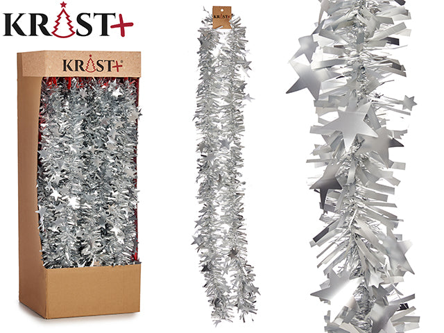 Krist - Guirlande 200x9cm - Metalisk Sølv Farve Med Figurer
