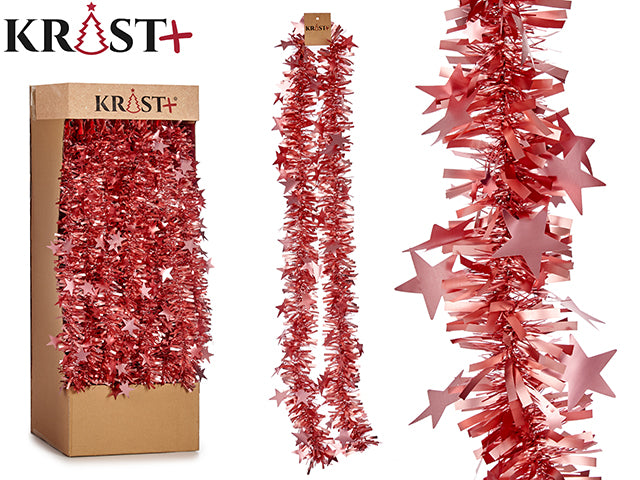 Krist - Guirlande 200x9cm - Metalisk Pink Farve Med Stjerner